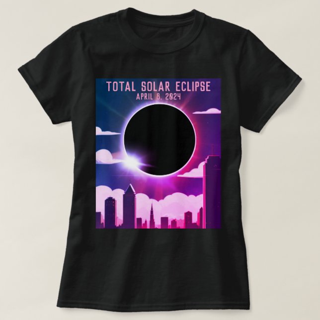 Sonnenfinsternis insgesamt CITY 8. April 2024 Sonn T-Shirt (Design vorne)