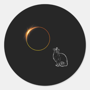 Sonnenfinsternis Katze Finsternisbrille Runder Aufkleber