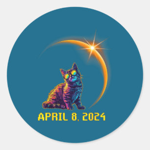 Sonnenfinsternis Katze Sonnenfinsternis Runder Aufkleber