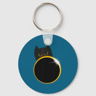 Sonnenfinsternis Schwarze Katze Liebhaber Schlüsselanhänger