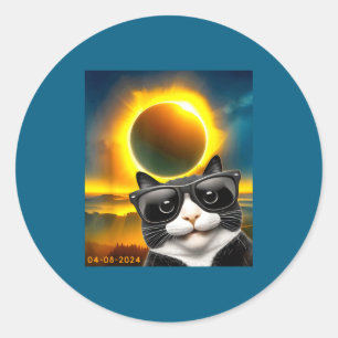 Sonnenfinsternis Totality Smoking Cat Runder Aufkleber