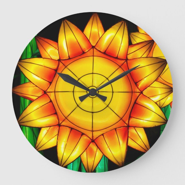 Sonnenflare Sonnenblumen  Große Wanduhr (Vorderseite)