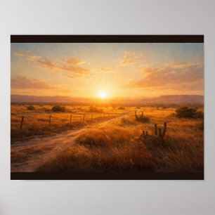 Sonnenflare über leerer Prärie Poster