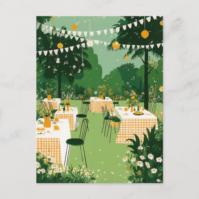 Sonnenfrohe Garten-Abschlussfeier Postkarte (Vorderseite)