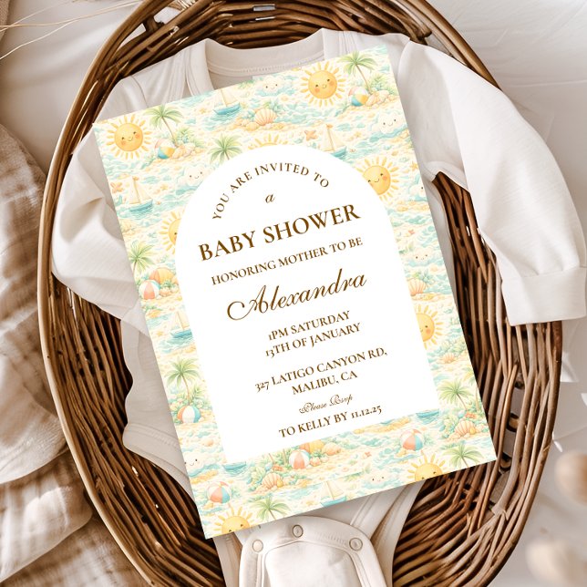 Sonnenfrohe Strand-Baby-Party Einladung (Von Creator hochgeladen)