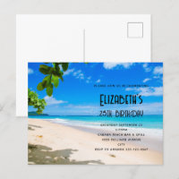 Sonnenfrohe tropische Strandfoto-Geburtstagseinlad