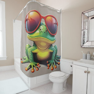 Sonnenfrosch mit Sonnenbrille Duschvorhang