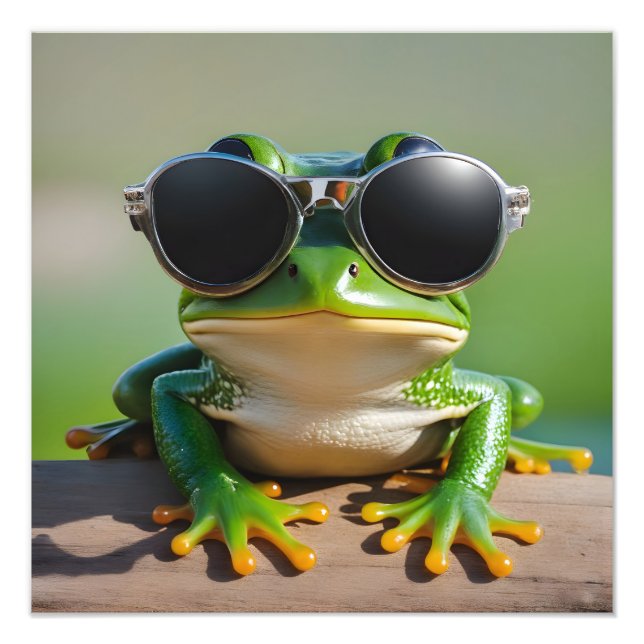 Sonnenfrosch mit Sonnenbrille Fotodruck (Vorne)