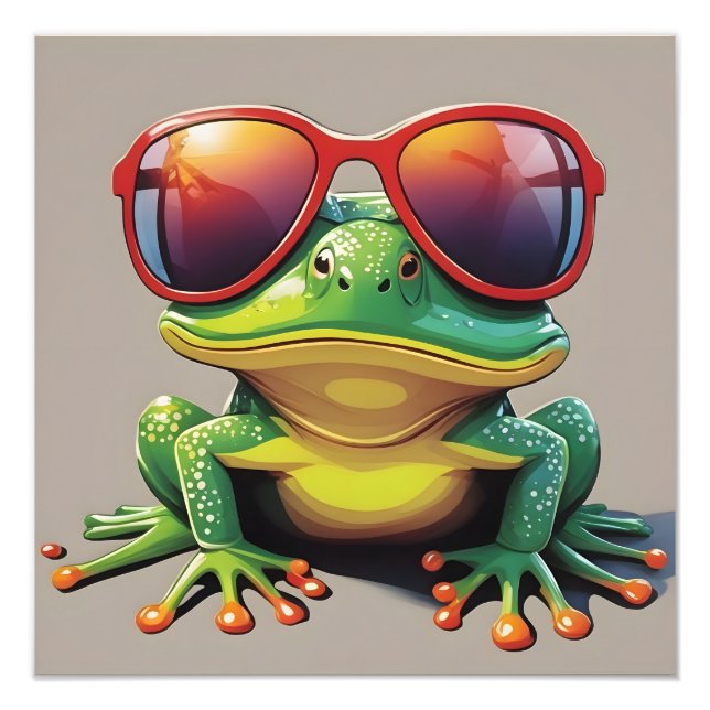 Sonnenfrosch mit Sonnenbrille Fotodruck (Vorne)