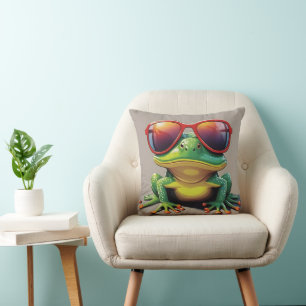 Sonnenfrosch mit Sonnenbrille Kissen