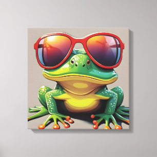 Sonnenfrosch mit Sonnenbrille Leinwanddruck