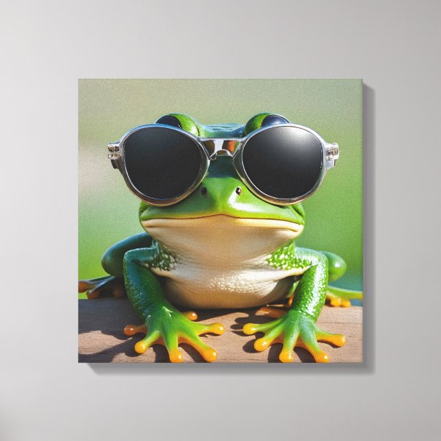 Sonnenfrosch mit Sonnenbrille Leinwanddruck (Vorderseite)