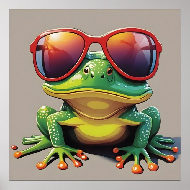 Sonnenfrosch mit Sonnenbrille Poster (Vorne)