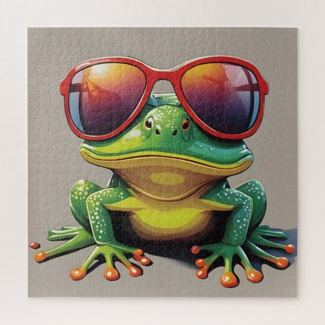 Sonnenfrosch mit Sonnenbrille Puzzle (Vertikal)