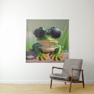 Sonnenfrosch mit Sonnenbrille Wandteppich