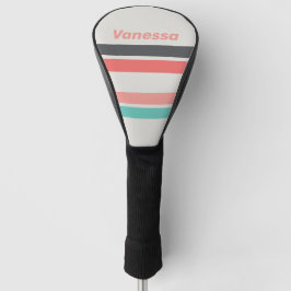 Sonnengbleichte Koralle über Streifen mit Namen Golf Headcover