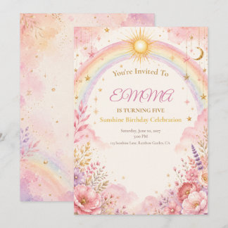 Sonnengeburtstagseinladung | Pink Pastel Boho Einladung