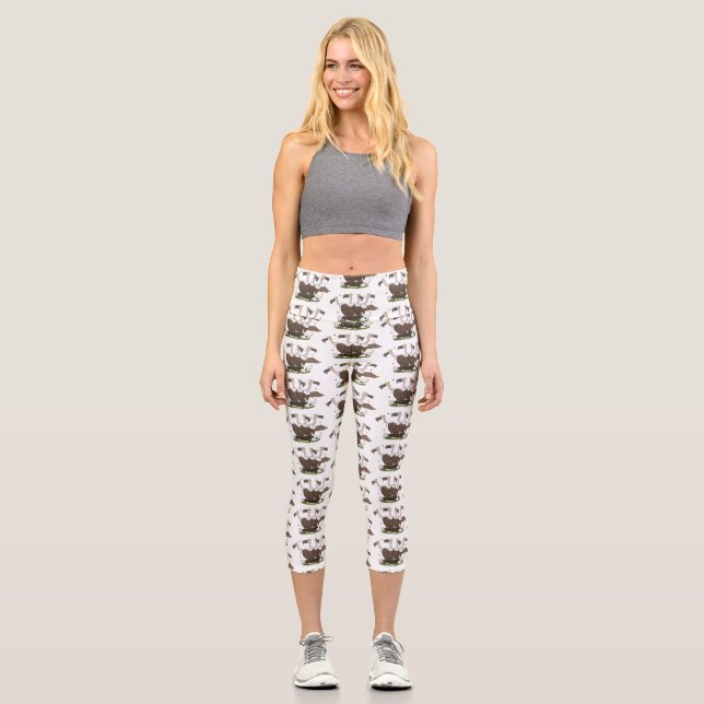 Sonnengeier Spaß Cartoon Capri Leggings (Vorderseite)