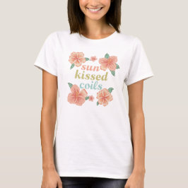 "Sonnengeküsste Locken" Hawaiianisches Blumen-Somm T-Shirt