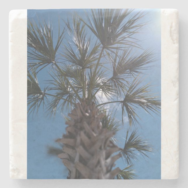 Sonnengeküsster Steinuntersetzer mit Palme – Palms (Vorderseite)