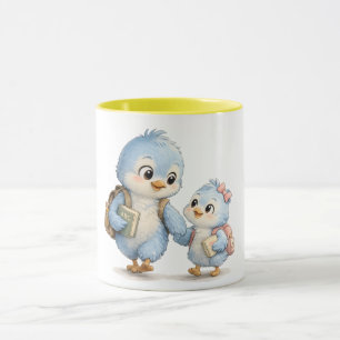 Sonnengelb akzentuierte Blaue-Vogel-Tasse Tasse