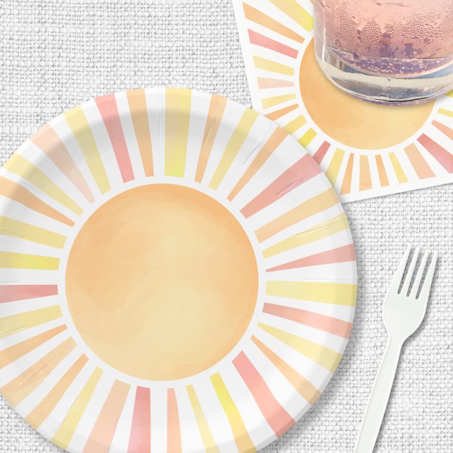 Sonnengelb Orange Sonne Pappteller (Sunshine Yellow Orange Sun Napkins)