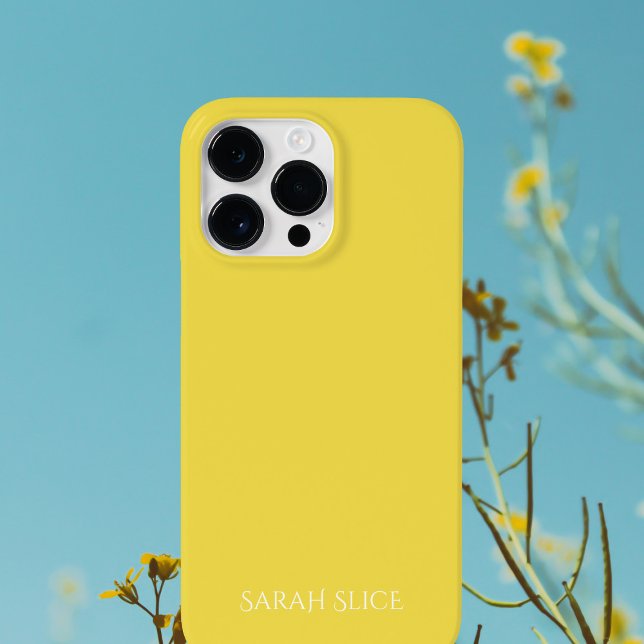 Sonnengelbe Farbe Sommersonnenname Case-Mate iPhone Hülle (A bold sunny yellow phone case just for you. Add your name and let it brighten your day)