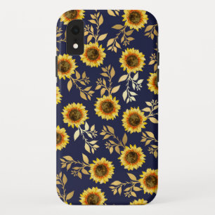 Sonnengelbe goldene Navy Sonnenblumen Blätter Must Case-Mate iPhone Hülle
