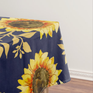 Sonnengelbe goldene Navy Sonnenblumen Blätter Must Tischdecke