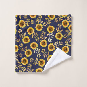 Sonnengelbe goldene Navy Sonnenblumen Blätter Must Waschlappen