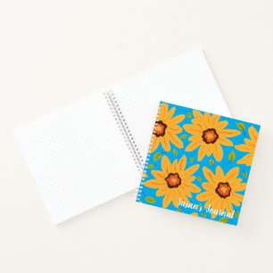 Sonnengelbe handgemalte Daisy auf Aqua Notizbuch