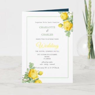 Sonnengelbe Rosen Florale Elegante Hochzeit Einladung