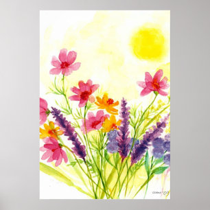Sonnengelbe wilde Blume Wasserfarbe Poster