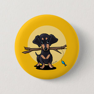 Sonnengelber Fischer Doxie Hund Button