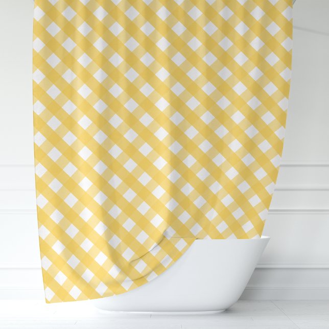 Sonnengelbes Gingham  Duschvorhang (Von Creator hochgeladen)