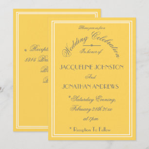 Sonnengelbes Hochzeits-Elegantes Grau Schrift Deta Einladung