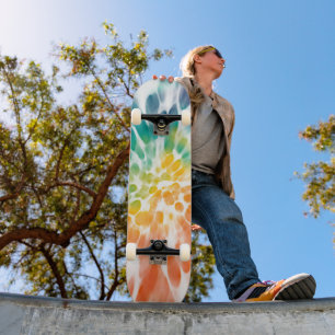 Sonnengelbes Orange Blau Grünes Weißes Tie Dye Kun Skateboard