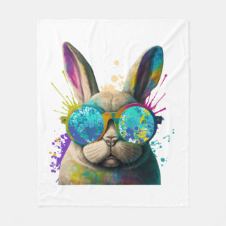 Sonnengesicht Cool Osterhase mit Brille Fleecedecke