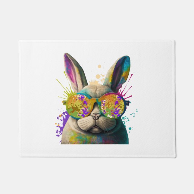 Sonnengesicht Cool Osterhase mit Brille Fußmatte (Vorderseite)