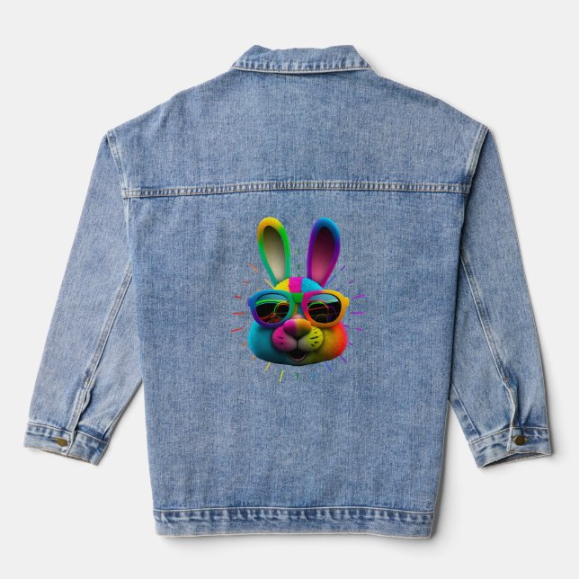 Sonnengesicht Cool Osterhase mit Brille Jeansjacke (Rückseite)