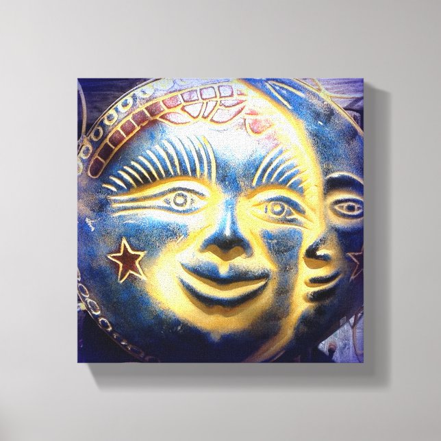 Sonnengesicht/Mondgesicht umhüllte Leinwand (Vorderseite)