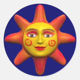 SonnenGesicht Runder Aufkleber