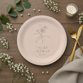 Sonnengewachsenes Gartenmotiv Hochzeit Blush ID128 Pappteller