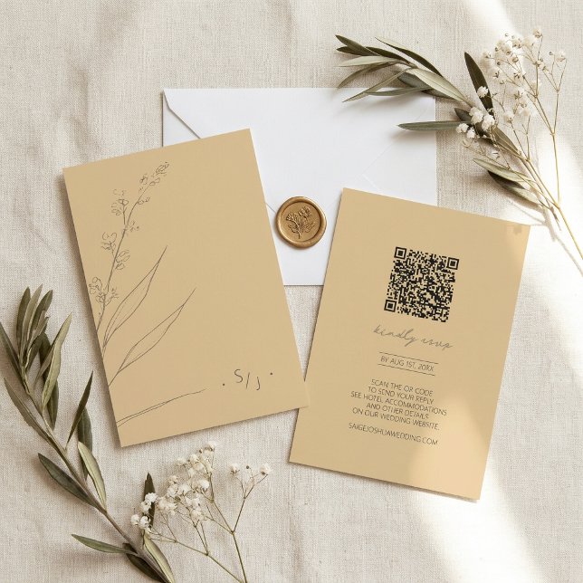 Sonnengewaschene Gartenhochzeit QR Code ID1283 RSVP Karte (Von Creator hochgeladen)