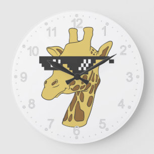 Sonnengiraffe mit Sonnenbrille-Illustration Große Wanduhr