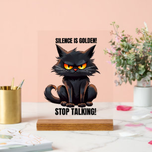 Sonnengoldene Stille Katzenwort Kunst Sarkasmus Acrylschild