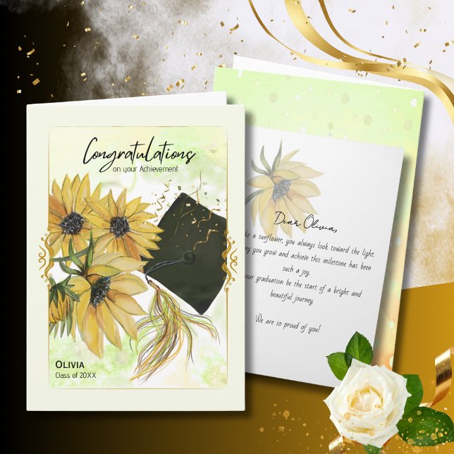 Sonnengraduation - Beginn einer schönen Reise Karte (Sunflower Graduation Start of a Beautiful Journey Card)