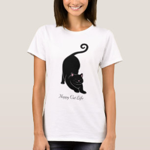 Sonnengruß nach unten schwarze Kitzkatze Yoga T-Shirt