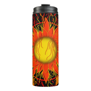 Sonnenhang, Orangensonne Abstrakte Kunst Thermosbecher