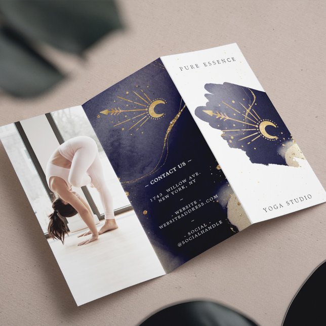 Sonnenhitzer Sonnenmond Dunkle Tinte Yoga Tri-Falt (Holistic Celestial Sun Moon Dark Ink Yoga Tri-Fold)